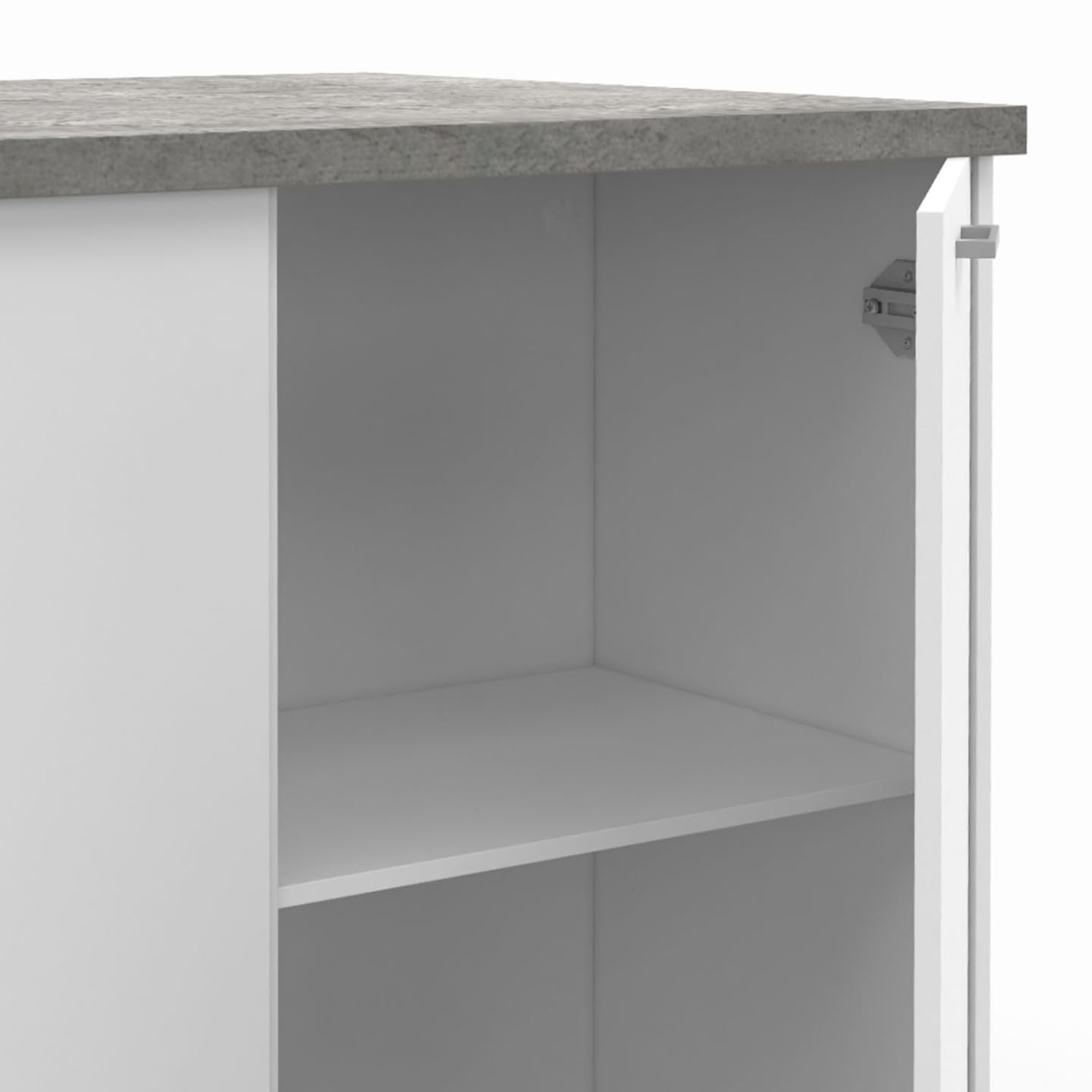 IDMarket - Ilot Central TIBO 120 cm Bois Blanc avec Plan de Travail façon béton