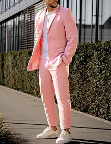 Image of COOFANDY Pink Blazers Men Casual Light Sport Jacket Slim Fit Wedding Blazer (Pink XS)