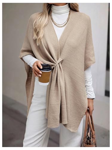 Verdusa Women's V Neck Shawl Wrap Poncho Capes Cross Front Cloak Cardigan Shawls4