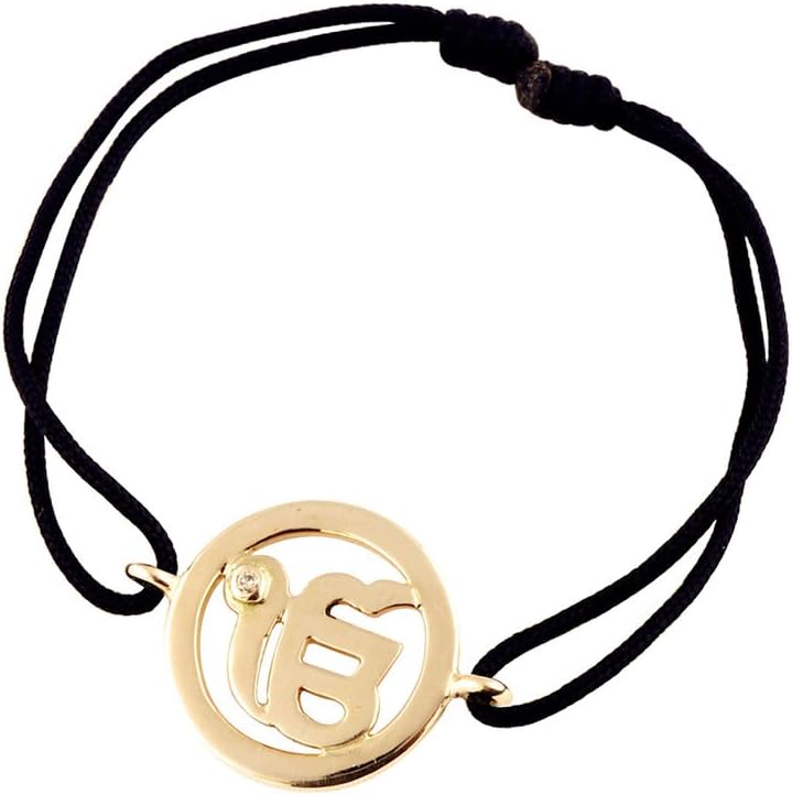 Sikh Ik Onkar 14K Gold Bracelet in 18mm Diameter on Adjustable Nylon Thread
