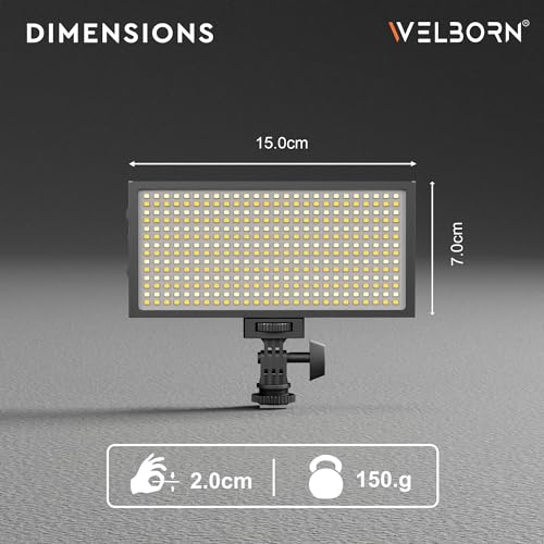 Image of Welborn Bi-Color Dimmable 364 LED Video Light for YouTube Video, Product Photography, Makeup Shoot and More