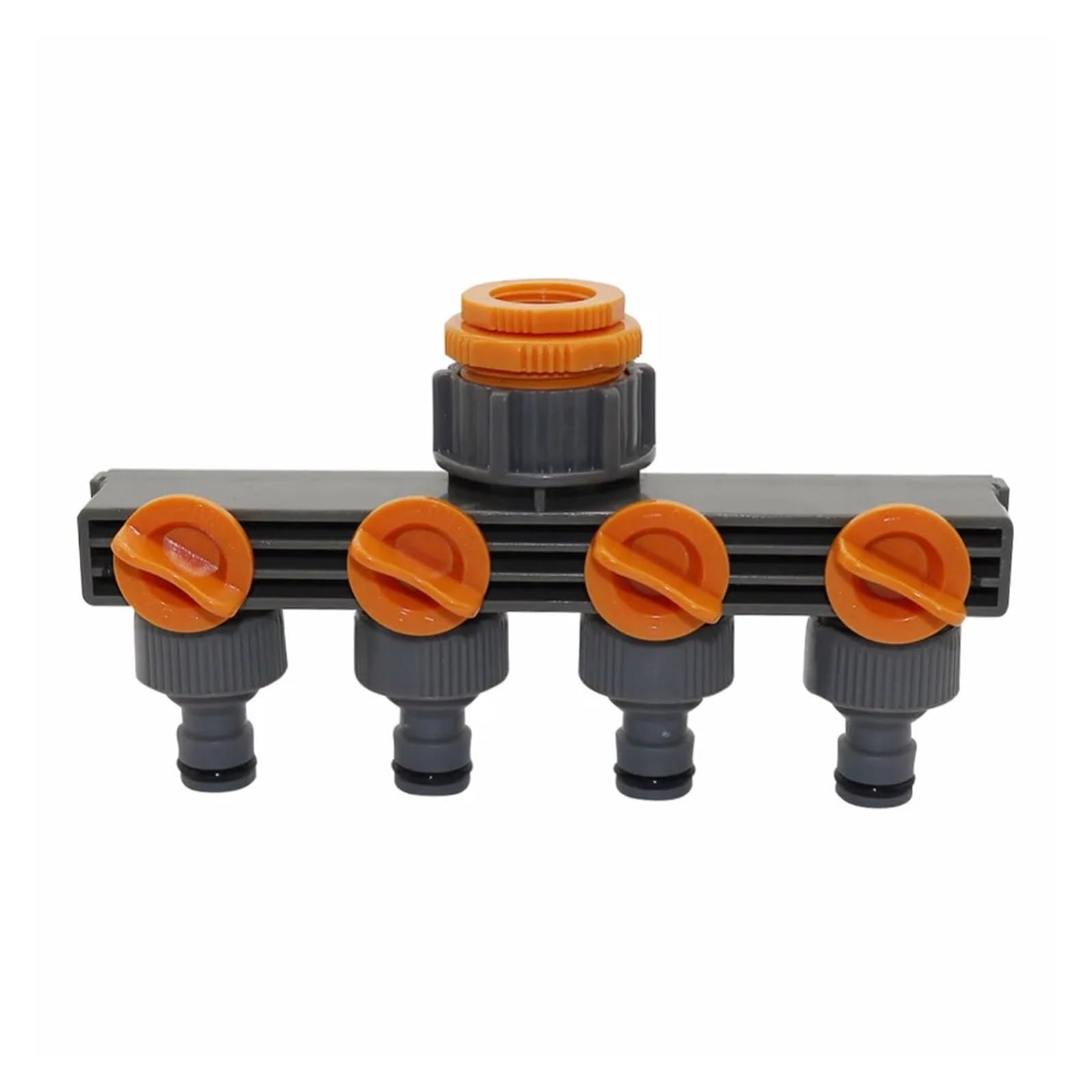 BNGDFDGH 4 Way Water Hose Pipe Splitter 1" to 3/4" to 1/2" Female Thread Garden Connector Faucet Irrigation Shunt Valve(Orange)