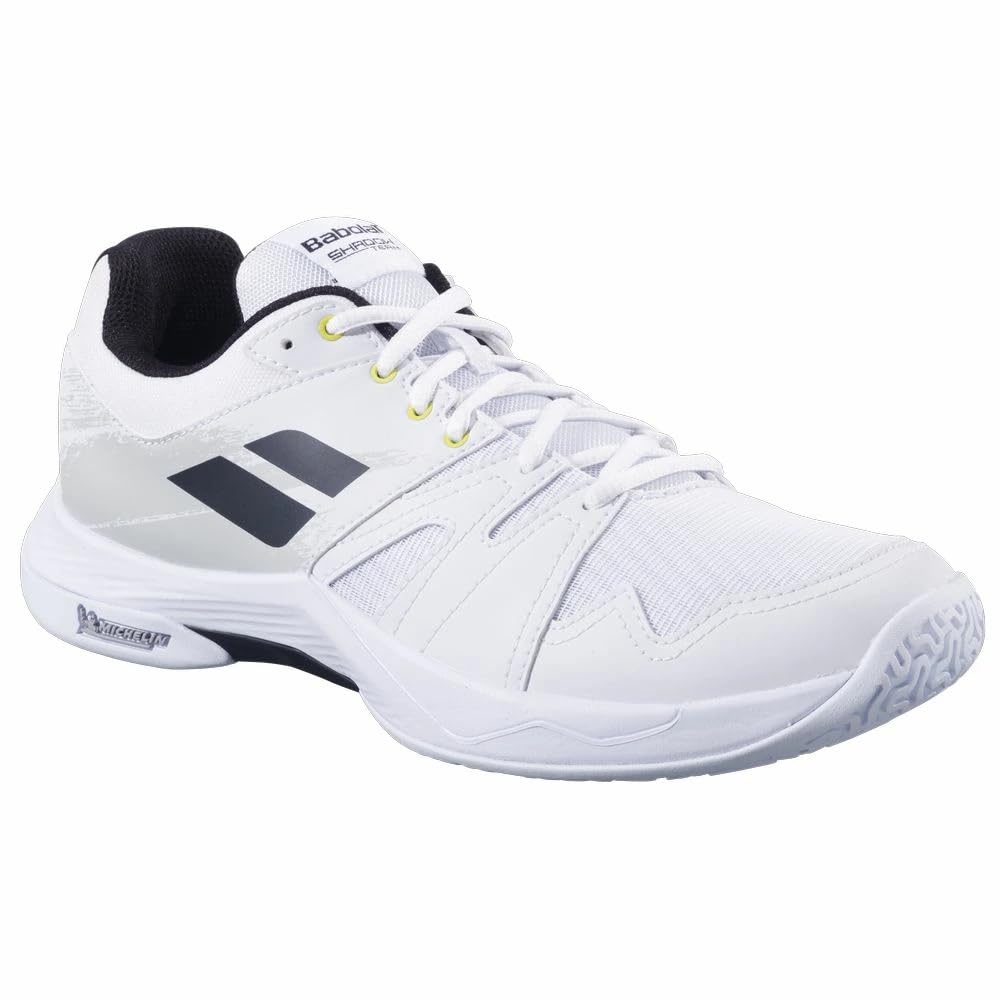 Babolat Shadow Team 2 Badminton Shoes, White, Lightweight, Non-Marking Outsole, Cushioned, Breathable, for Indoor Court Sports