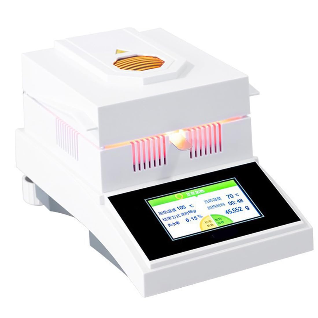 Analizator wilgoci do laboratorium, pojemność 50 g/100 g, odczyt 1 mg-5 mg, zakres suszenia 60-160°C, zawiera 10 naczyń, RS232 do testowania żywności, ziarna i chemikaliów