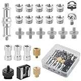 UTEBIT カメラネジ 26個セット 撮影 1/4 3/8 三脚ネジ 変換 アダプタ 固定 メスオス ダブルヘッド スピゴットアダプター 1/4インチ Dリングクイックリリース 高精度 耐食性 カメラ/三脚/フラッシュ/ライトスタンド/マイクに対応 カメラアクセサリー