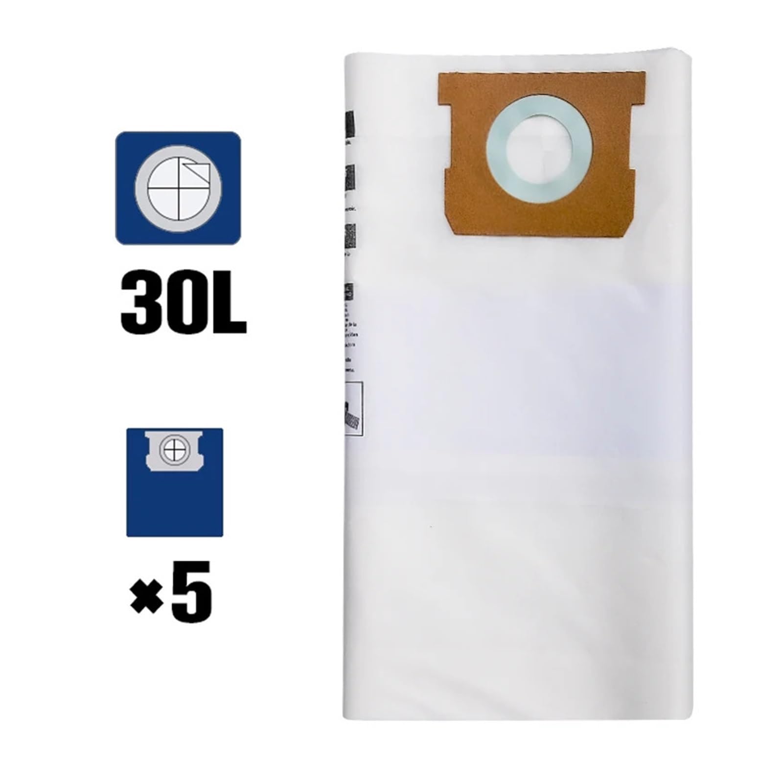 5 Paquetes De Bolsas De Polvo Desechables Universales, Bolsas De Filtración For Aspiradoras En Seco Y Húmedo, Compatibles Con VacMaster, Compatibles Con Shop Vac.Vacuum Dust Bag(5pcs 30L)