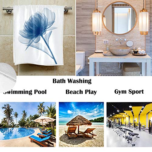 Blue Flickering Flower Hand Towels 16X30 In Modern Pattern Bathroom Towel Soft Absorbent Small Bath Towel Kitchen Dish Guest Towel Home Bathroom Decorations #TOP1