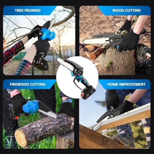 Image of Cordless Mini Chainsaw 6-Inch | 20V Rechargeable Electric Pruning Saw with 2 Batteries, Extra Chain & Carry Case