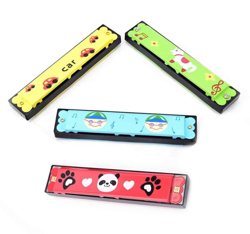 Image of Birthday Return Gifts Cute Cartoon Printed Harmonica Set - Diatonic Harmonicas for Kids, Adults, Beginners - Musical Instrument Gift (Pack of 10)