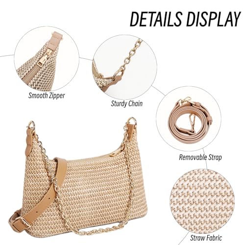 Bolso bandolera pequeño de paja tejido para mujer miniatura 5