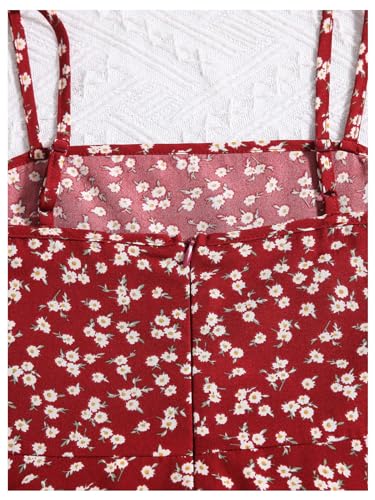 OYOANGLE Girl's Boho Ditsy Floral Print Tie Shoulder A Line Short Dress Vacation Holiday Dresses4