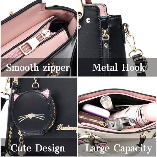 Fashion Purses and Handbags for Women Top Handle Ladies Satchel Shoulder Bags Small Cute Crossbody Bags with Kitty Purse4