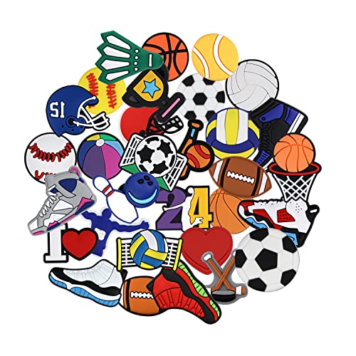 Lettres, Chiffres et Breloques de Sport pour la Décoration de Chaussures Clog, Cadeau de Basket-ball, Baseball, Hockey, Softball, Soccer et Football pour Garçons, Enfants, Adolescents et Adultes