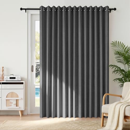 Image of RYB HOME Accordion Style Room Divider Curtain-100% Blackout Folding Accordion Curtain for Sliding Glass Door /Bedroom, Privacy Assurd Living Room /Office Drape 1 Panel with Tieback, W100 x L108, Black