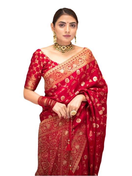 Image of Flosive Women's Soft Kangivaram Silk Saree With Copper Zari Weaving With Boluse