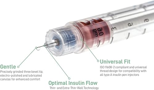 ONE-CARE Puntas de bolígrafo 32G x 0.197 in, caja de 100, ajuste universal