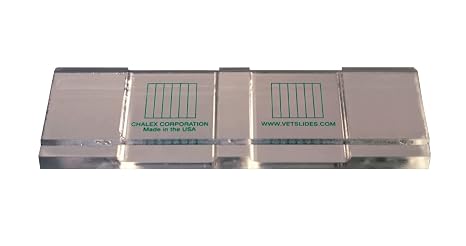 The Original Two-Chamber McMaster Green-Grid Counting Vet Slide by Chalex, Fecal Sample Worm Egg EPG Count for Parasites in Horses Sheep Cattle & Goats, Veterinarian Farm, Clear, 2-Chamber