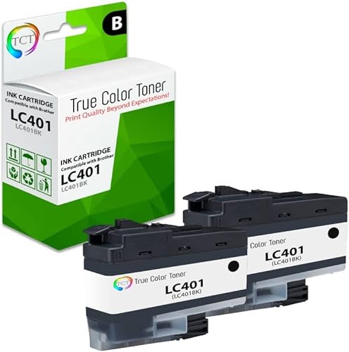 TCT Cartucho de tinta de repuesto prémium compatible con impresoras Brother LC401 LC401BK, color negro, funciona con impresoras Brother MFC-J1010
