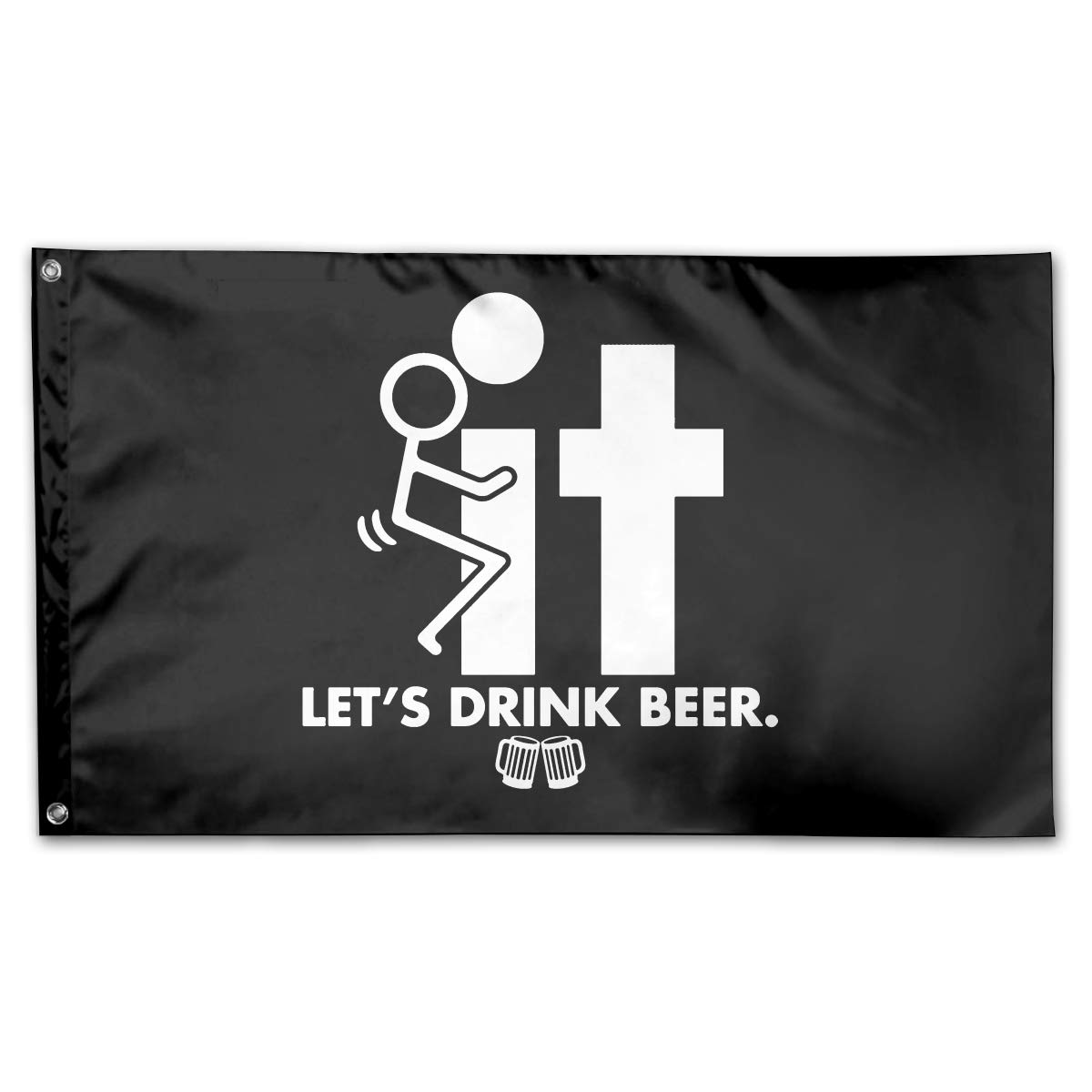 NINHAG Fuck It Let's Drink Beer Outdoor Flags Home Garden Flag Decorative Banner 3X5 Foot Polyester