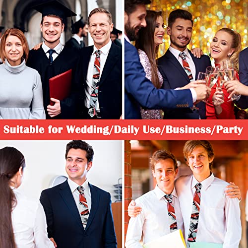 Image of Mantieqingway Men Skinny Tie Cotton Floral Necktie for Wedding Groomsmen Tie
