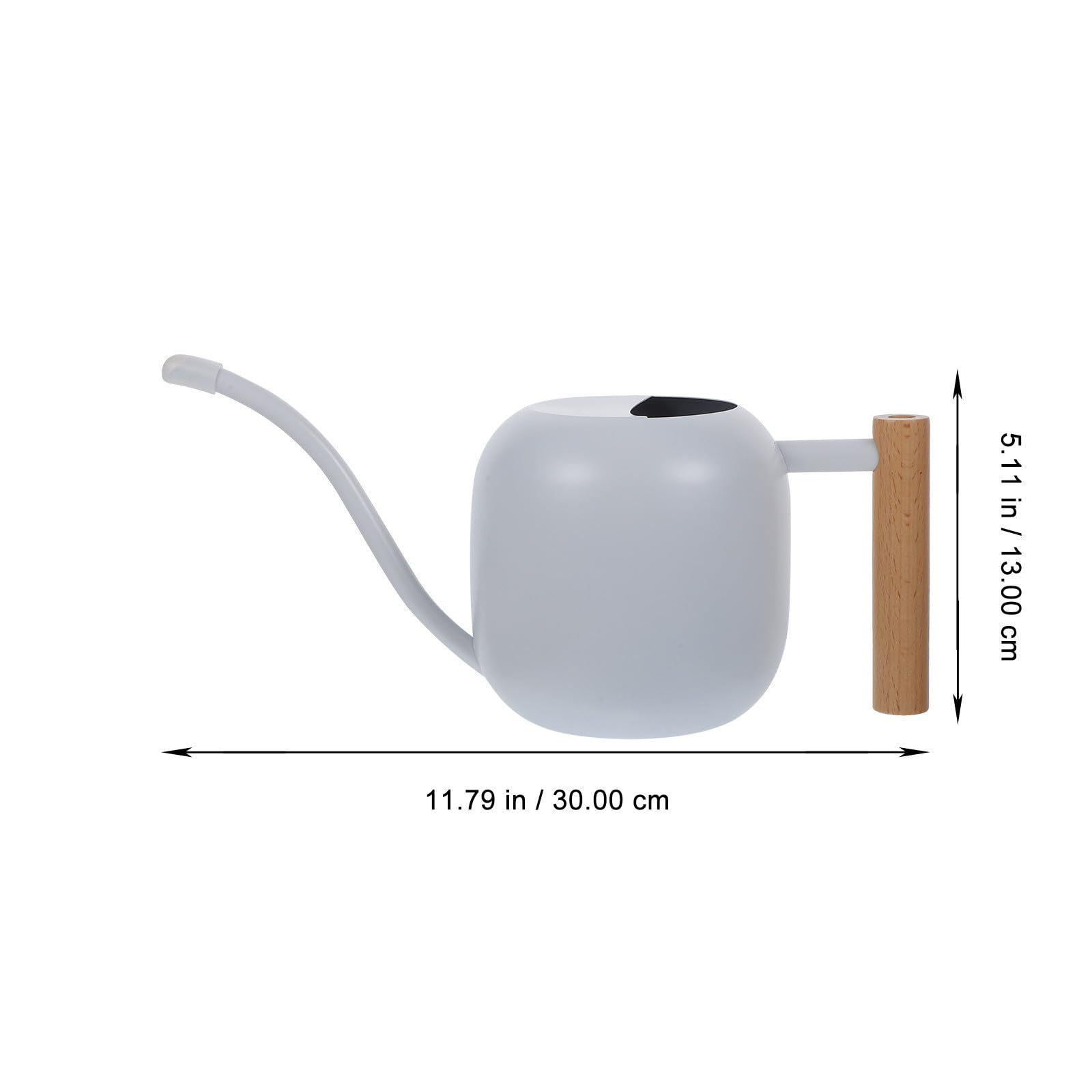 Alipis Arrosoir à Fleurs Arrosoir Plantes D'intérieur Long Bec en Acier Inoxydable et Bois, 1,2 L, Blanc, pour Plantes et Fleurs, Intérieur et Jardin, Facile à Remplir, Anti-débordement