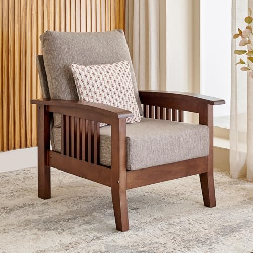 Image of Home Centre Abby Fabric 1-Seater Sofa with Cushion - Brown