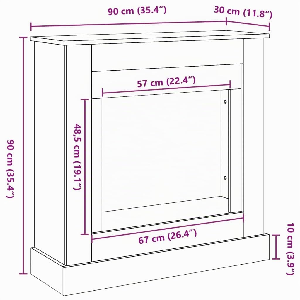 vidaXL Cornice per Camino Grigio Cemento 90x30x90 cm in Truciolato