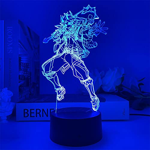 Genshin Impact Arataki Itto Nachtlicht 3D USB LED Spielfigur Lampe Kinder Geburtstagsgeschenk Schlafzimmer Dekoration-Fernbedienung Cover