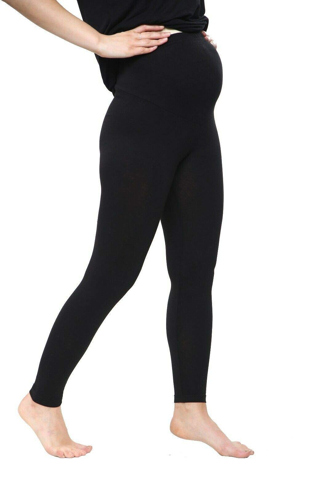 Fairy Trendz Ltd Women's Black Mothers Maternity Pregnant Leggings Stretchy Full Length Pregnancy Tights Uk 8-20 ( Uk 12)