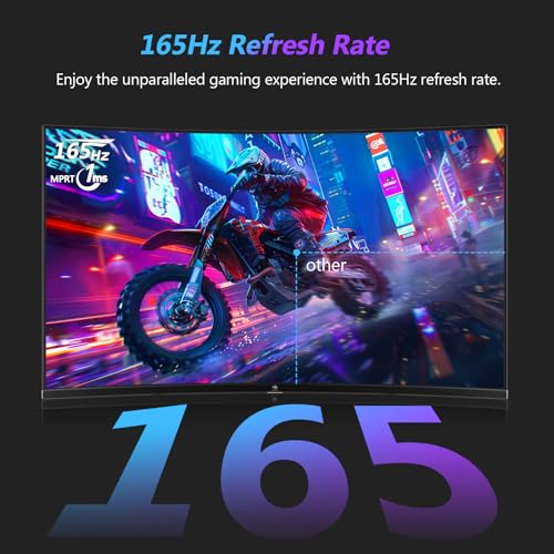 Z-Edge Monitor Gaming Curvo 27'' 2K QHD(2560x1440), 1ms, 165 Hz, FreeSync, Schermo PC 1440P, 1500R VA, Inclinazione Regolabile, 2×DP1.4 & 2×HDMI2.0, VESA 100 * 100mm (DP Cavo Incluso) - Monitor - Immagine 2