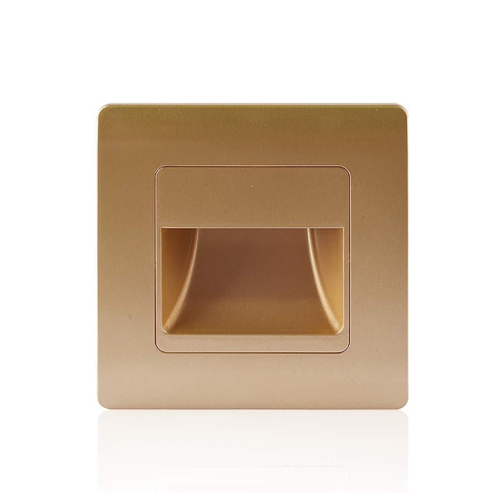 Cages Gold Recessed Led Wall Lamp Pir Motion Sensor Stair Case Light Ac85-265V Step Lamp Corridor Lighting Indoor Wall Lighting Warm White 3000K (Color : )
