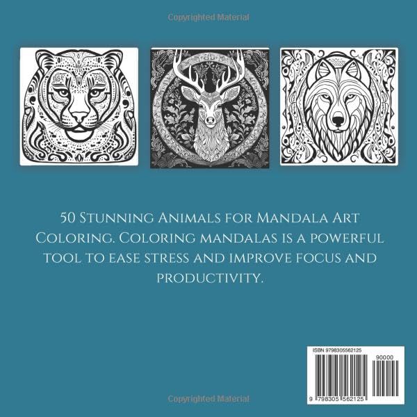 Serene Animals: Unique Animal Coloring Mandala Book for Mind and Stress Relief image 3