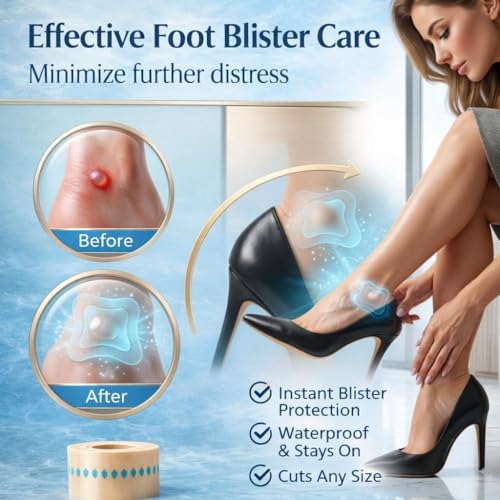 Image of Hydrocolloid Dressing Roll for Blisters, Burns & Acne, Waterproof Cut-to-Size Pimple Patch Roll, Medical Grade Wound Care Bandage for Heel Blister Protection & Skin Healing [ 5cm x 16 Feet ]