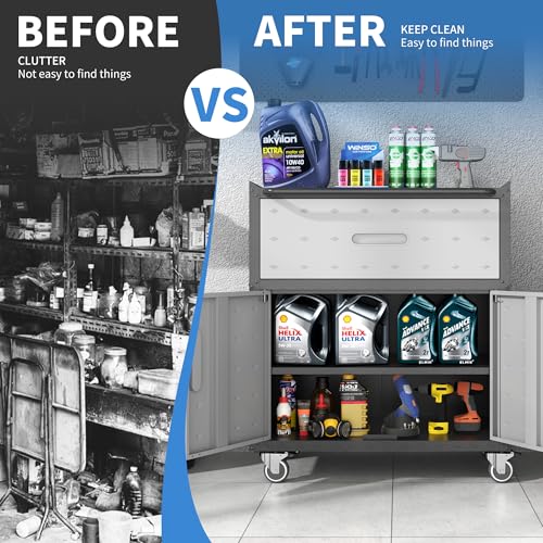 Image of Metal Storage Cabinet for Garage, Tool Cabinet, Utility Cabinet