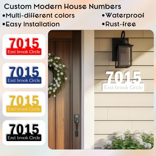 Image of Personalized House Number Custom Metal Address House Numbers Modern House Number Sign for Outside
