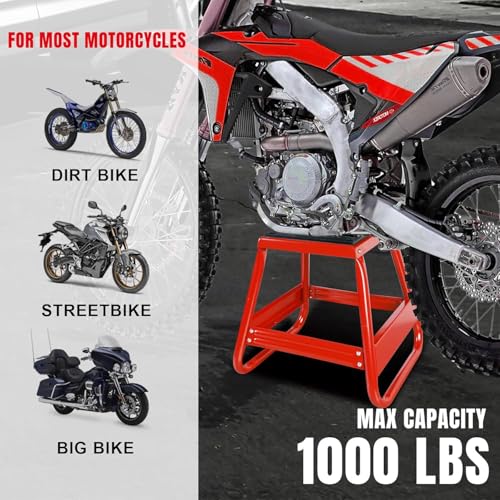 Image of Big RED Dirt Bike Stand Motorcycle Stand Lift, 1000LBS Capacity Non-Slip Off-Road Steel Universal Detachable Maintenance Motorcycle Stand, Fit for Honda Yamaha Kawasaki