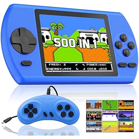 JAMSWALL Retro Handheld Game Console, Portable Retro Video Game Console with 400 Classical FC Games 2.8-Inch Screen 800mAh Rechargeable Battery Support for Connecting TV and Two Players(Blue) Cover