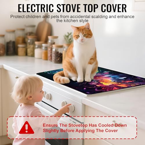 Image of Stove Top Cover for Electric Stove,Glass Stove Top Cover, Heat Resistant Glass Cooktop Cover, Stovetop Protector, Kitchen Decor, Dish Drying Mats Cover for Ceramic Washer Top 28.5x20.5 inch