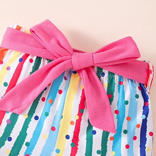 Nubeehoho Toddler Girl Clothes Summer Spring Outfits 2 Piece Cherry Red Spaghetti Tank Tops Rainbow Short Sets Size 6 (Rainbow-683) #TOP1