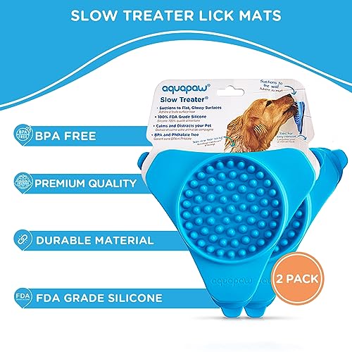 Aquapaw Premium Lick Mat for Dogs – 2 Pack | Dog Bath Slow Feeding Mat for Food, Treats & Peanut Butter | Anxiety Relief Dog Bathing Supplies | Dog Lick Mat with Suction Cups – Blue Aquapaw Premium Lick Mat for Dogs – 2 Pack | Dog Bath Slow Feeding Mat for Food, Treats & Peanut Butter | Anxiety Relief Dog Bathing Supplies | Dog Lick Mat with Suction Cups – Blue