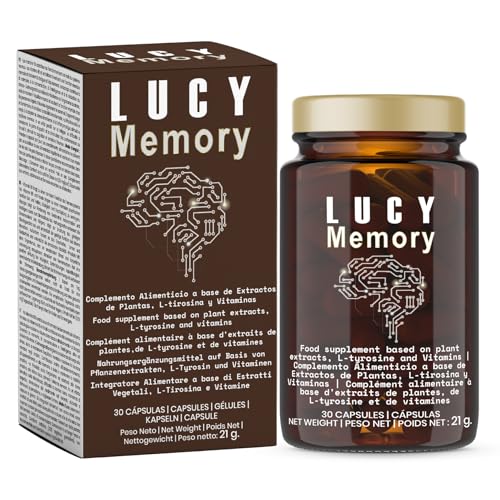 Lucy Memory | Pastillas Memoria y Concentración | Suplemento Cognitivo con Ashwagandha | Promueve Equilibrio Mental | Mejora la Retención de Información | Reduce el Estrés | 1 bote (30 caps.)