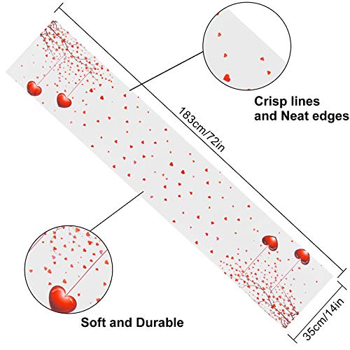 Alishomtll Valentine's Day Table Runner Love Heart Table Runners, Red Heart Waterproof Table Runners For Valentine's Day, Party, Gift, Decor, 14 X 70 Inches #TOP6