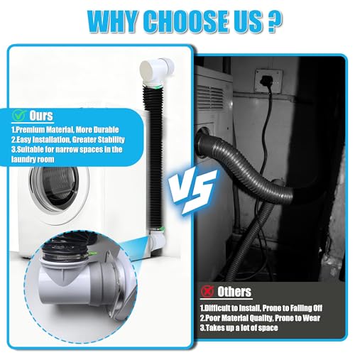 Image of Upgrade Dryer Vent Hose for Tight Space, Dryer Vent Hose Kit, 90 Degree Dryer Vent Elbow with Dual Silicone Seal Connector, Dryer Cleaning Kit, High Sealability, Dryer Vent Vacuum Hose Attachment