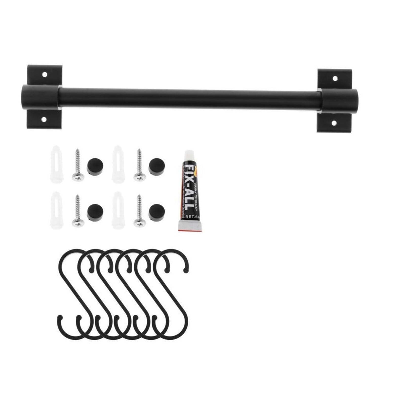 SparklWLeaf Wall-Mounted Kitchen Rails Kitchen Rail Rack with 1Hooks, Utensil Wall Mounted(6 Hooks 40cm)