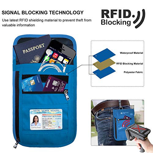 image for OMYSTYLE RFID Blocking Passport Holder Travel Neck Pouch Neck Wallet f