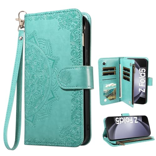 Étui Samsung Z Fold 5 5G Asuwish avec verre trempé et porte-cartes fleuri