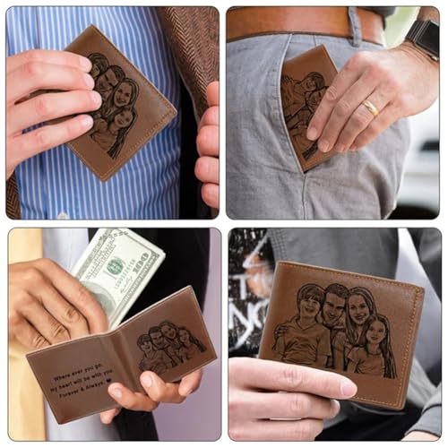 Personalized Picture Wallet for Men Business Short Ultra-Thin Fashion Bi-Fold Customized Carved Photo and Text Walllets Gift for Him Father's Day3