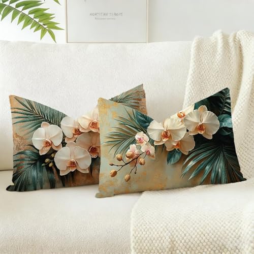 Funda Cojin 40x60 Juego 2, Abstracto Cojines Exterior Jardin Impermeable Terciopelo Fundas de Almohada, Flor Cojines Cama Decorativos, para Primavera Decorativos Salón Dormitorio, Regalos D-735
