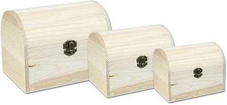 vetrineinrete® Set 3 scatole in Legno per Decorazione Baule per decoupage Scatola portagioie bauletti Multiuso matrioska Personalizzabile Cofanetto per Gioielli Contenitore portaoggetti 53401 C42