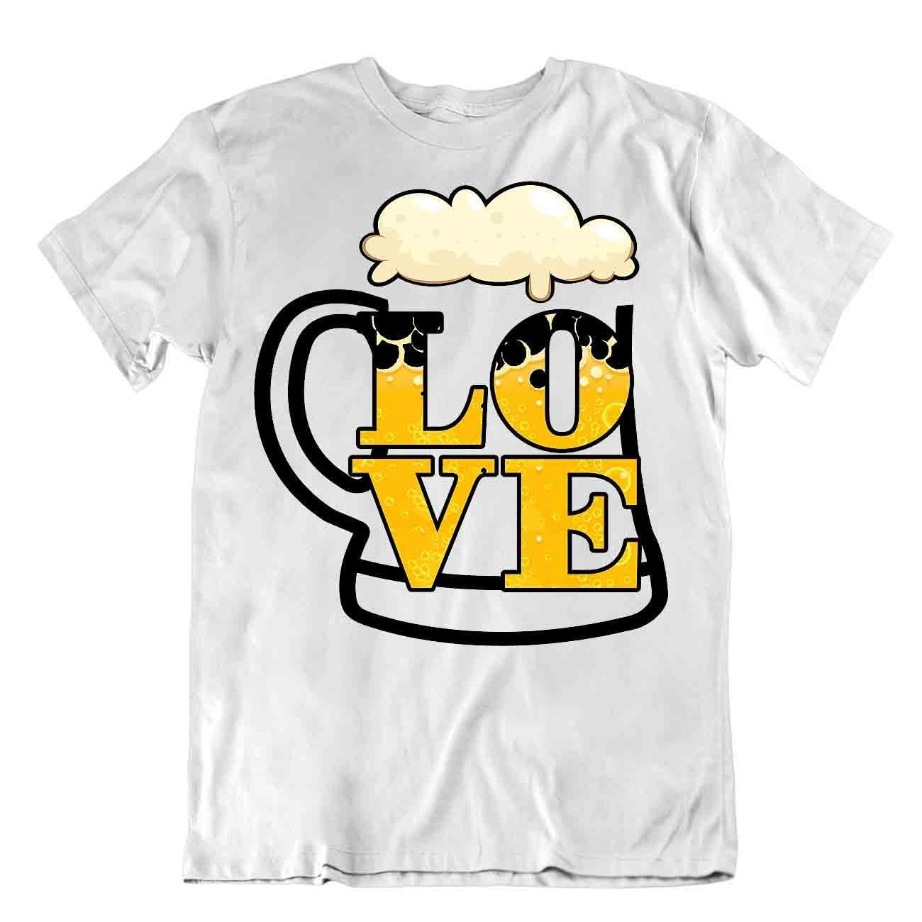 APSRA RETAILLove Beer T-Shirt Parody Drinking Humor Tee Realist Beer Glass Shirt Comic Joke Casual T-Shirt Half Sleeve Round Neck Printed Men's t shirt(_XXL) White